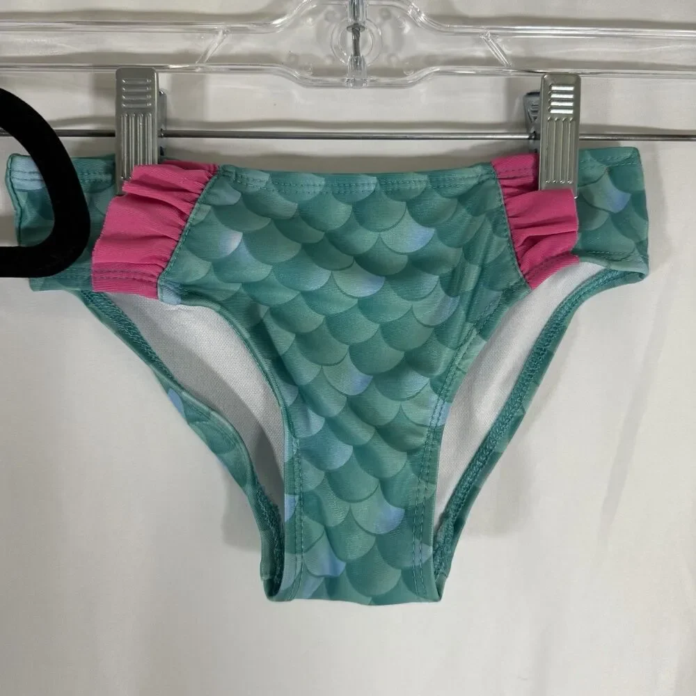 Disney Princess Swim Suit 2 Piece Girl 3T Ariel Green Pink Floral Little Mermaid